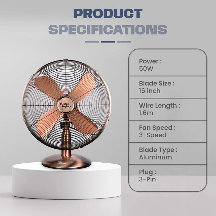 Russell Taylors 4-Blade Metal Table Fan 16 inch TF4