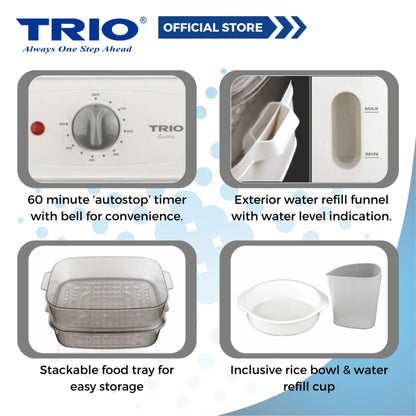 Trio 20L Food Steamer with Jumbo Capacity TFS-18/TFS18