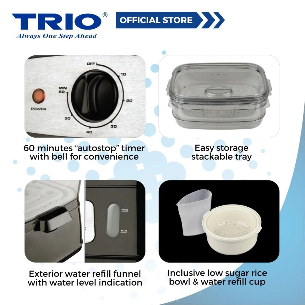 Trio 25L Food Steamer With Low Sugar Rice Bowl TFS-28/TFS28