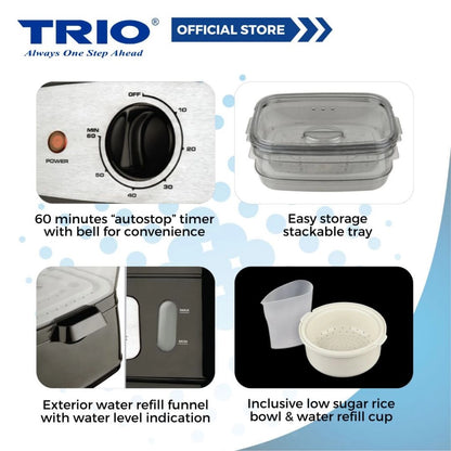 Trio 25L Food Steamer With Low Sugar Rice Bowl TFS-28/TFS28