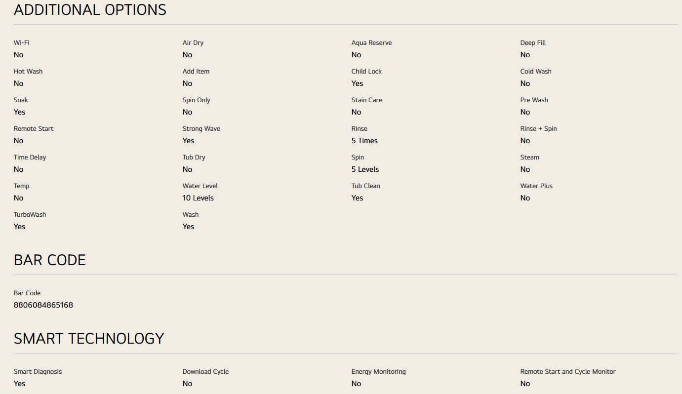 LG TV2515DV3B 15kg Top Load Washer with AI Direct Drive™ and Turbo Drum