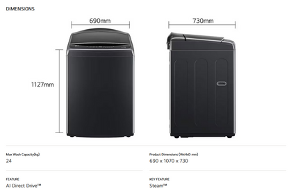LG TV2724SV9K 24kg Top Load Washing Machine with Intelligent Fabric Care