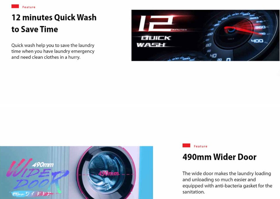 Toshiba 11KG/7KG FRONT LOAD TWD-BJ120M4M INVERTER WASHER DRYER TWDBJ120M4M (White)