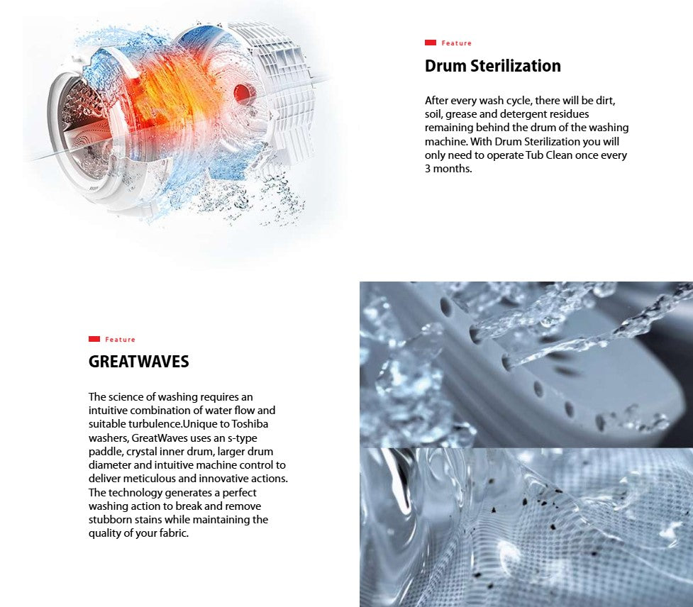 Toshiba Washing Machine Washer Dryer 8kg/5kg TWD-BK90S2M(SK) / TWDBK90S2MSK