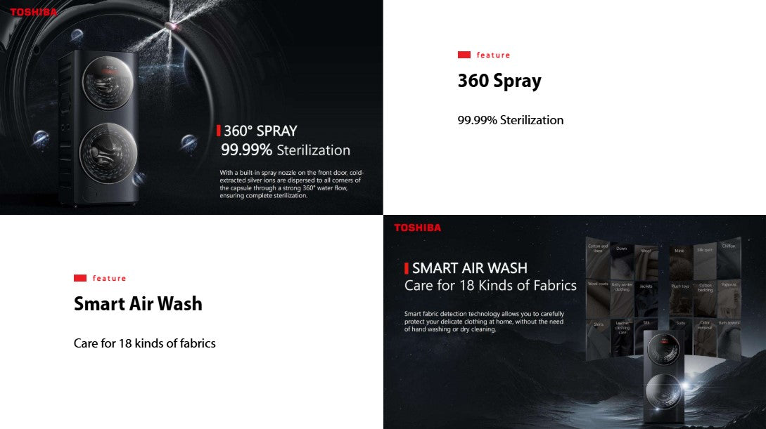 Toshiba 5 & 7/10KG Dual Drum 2 in 1 Washer Dryer Heat Pump TWD-BL160D4M(MG) Inverter TWDBL160D4MMG