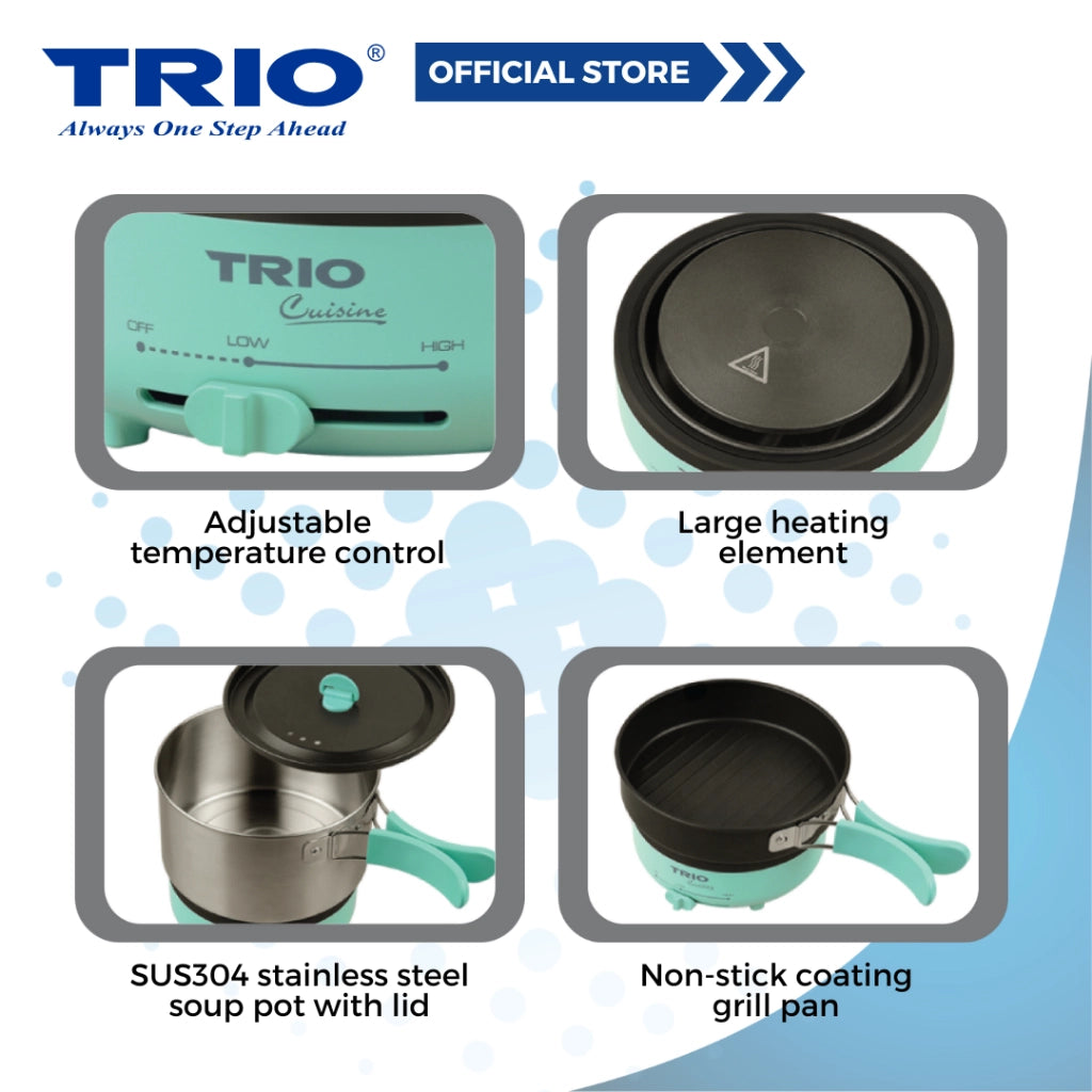 Trio 1.2L Travel Multi Cooker With 2 In 1 Combination TWH-003/TWH003