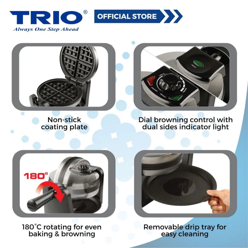 Trio Waffle Maker 180° Rotary System With Non-Stick Coating Plate TWM-85/TWM85
