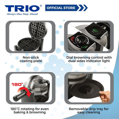 Trio Waffle Maker 180° Rotary System With Non-Stick Coating Plate TWM-85/TWM85