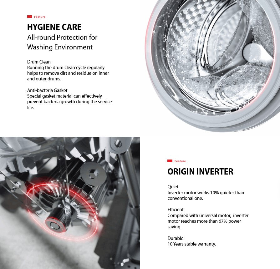 Toshiba 9.5KG Front Load Washer TW-T21BU105UWM(MG) / TWT21BU105UWMMG Inverter Washing Machine