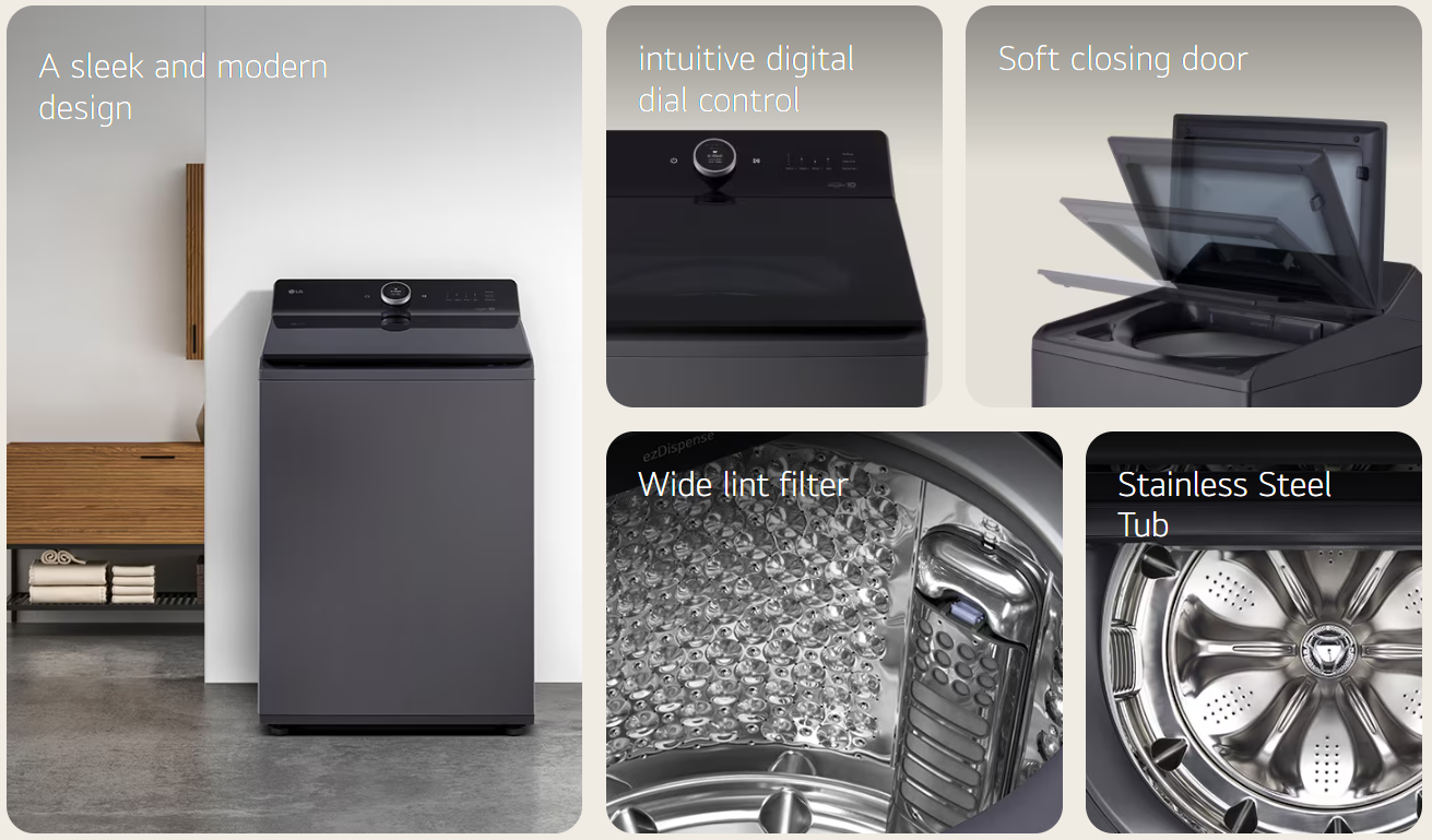 LG 25kg Top Load Washing Machine with Intelligent Fabric Care TX2725AT9J