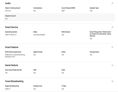 SAMSUNG 43" UA43U8000FKXXM UHD U8000F 4K Smart TV (2025) Television