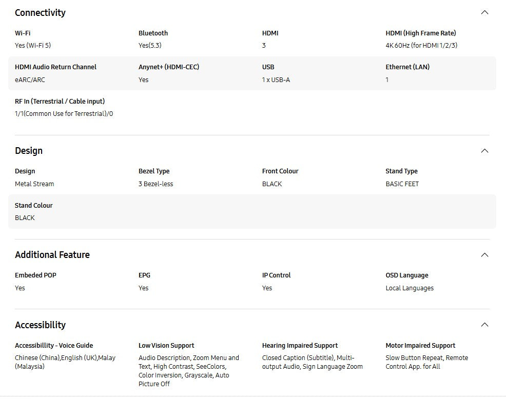 SAMSUNG 65" UA65U8000FKXXM UHD U8000F 4K Smart TV (2025) Television