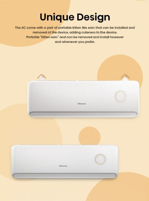 Hisense 1.5HP R32 Built in Wifi Inverter Air Conditioner (UEGW) 5 Star Aircond (Kitten Design) AI13UEGW