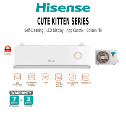 Hisense 1.5HP R32 Built in Wifi Inverter Air Conditioner (UEGW) 5 Star Aircond (Kitten Design) AI13UEGW