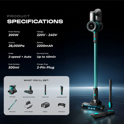 Russell Taylors V2X Ultra Vision 28kPa 200W BLDC Motor Cordless Vacuum Cleaner