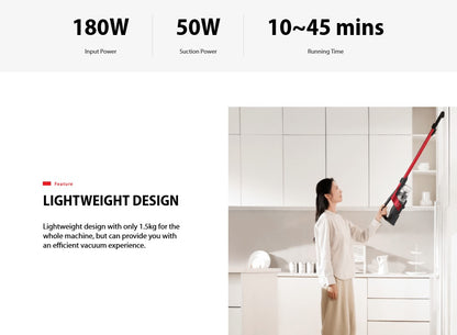 Toshiba Lightweight Cordless Vacuum Cleaner VC-CLX50BF(R) / VCCLX50BFR 180W (Red)