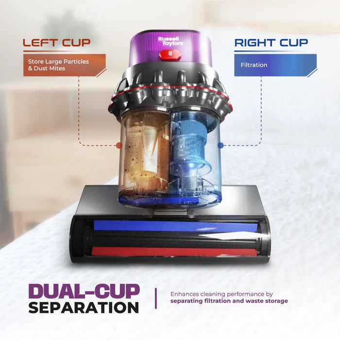 Russell Taylors Dual Cup Dust Mite Vacuum Cleaner with UV-C Light & Ultrasonic VM30