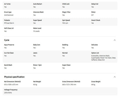 Samsung 11KG Top Load Washer with Ecobubble WA11CG5745BYFQ Washing Machine (Light Gray)