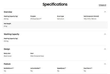 Samsung 23KG Inverter Top Load Washer with BubbleStorm WA23A8377GV/FQ / WA23A8377GV