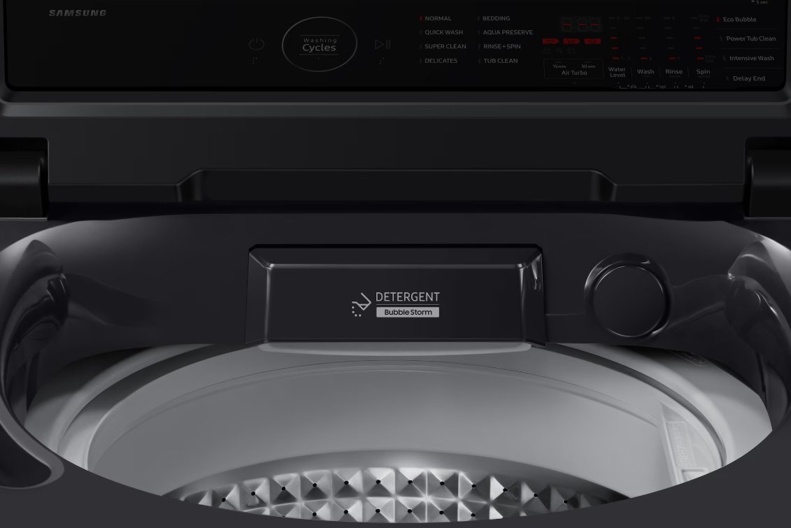 Samsung 10KG Washing Machine Inverter WA40F10E1CFQ Top Load Washer Ecobubble (Deep Charcoal) Mesin Basuh