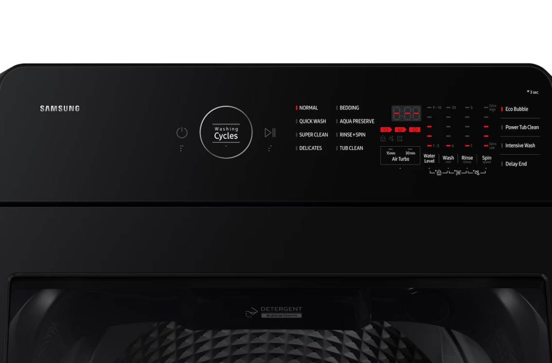 Samsung 10KG Washing Machine Inverter WA40F10E1CFQ Top Load Washer Ecobubble (Deep Charcoal) Mesin Basuh