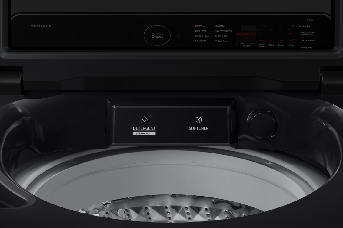 Samsung 12KG Washing Machine Inverter WA40F12E4BFQ Top-load Washer Ecobubble (Black Caviar) Mesin Basuh