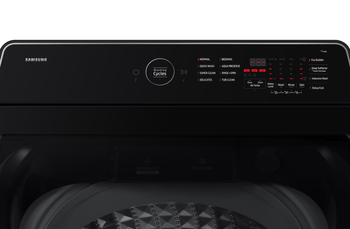 Samsung 12KG Washing Machine Inverter WA40F12E4BFQ Top-load Washer Ecobubble (Black Caviar) Mesin Basuh