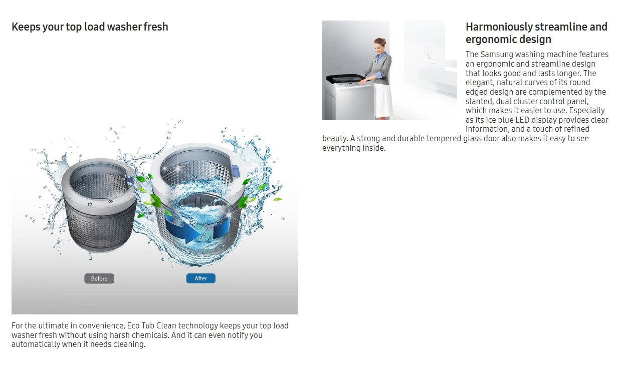 Samsung 7kg Top-load Washer Magic Filter WA70H4000SG/FQ  Washing Machine WA70H4000SG