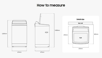 Samsung 13kg Bespoke AI Laundry Top load Washer AI Wash WA80F13S5BFQ (Black)