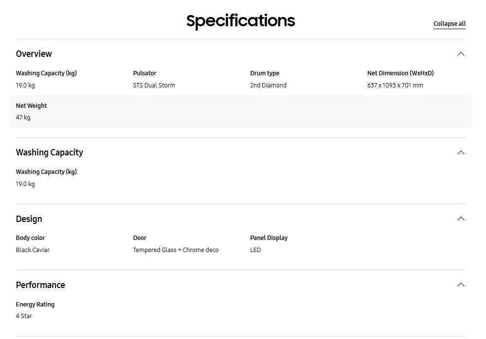 Samsung 19KG WA80F19B9BFQ Bespoke AI Laundry Top load Washer AI Wash Washing Machine