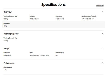 Samsung 19KG WA80F19B9BFQ Bespoke AI Laundry Top load Washer AI Wash Washing Machine