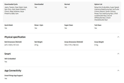 Samsung 19KG WA80F19B9BFQ Bespoke AI Laundry Top load Washer AI Wash Washing Machine