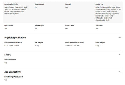Samsung 21kg WA80F21B9BFQ Bespoke AI Laundry Top load Washer AI Wash Washing Machine