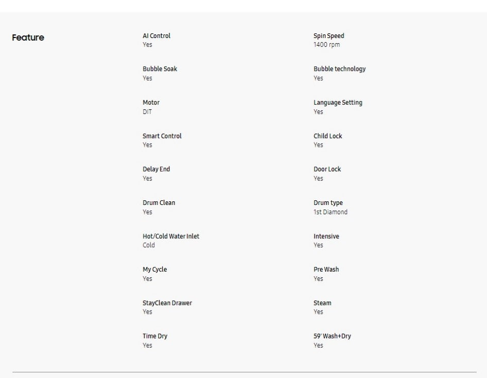 SAMSUNG 10.5KG/ 6KG Washer Dryer WD10T504DBE/FQ White Front Load WD10T504DBE