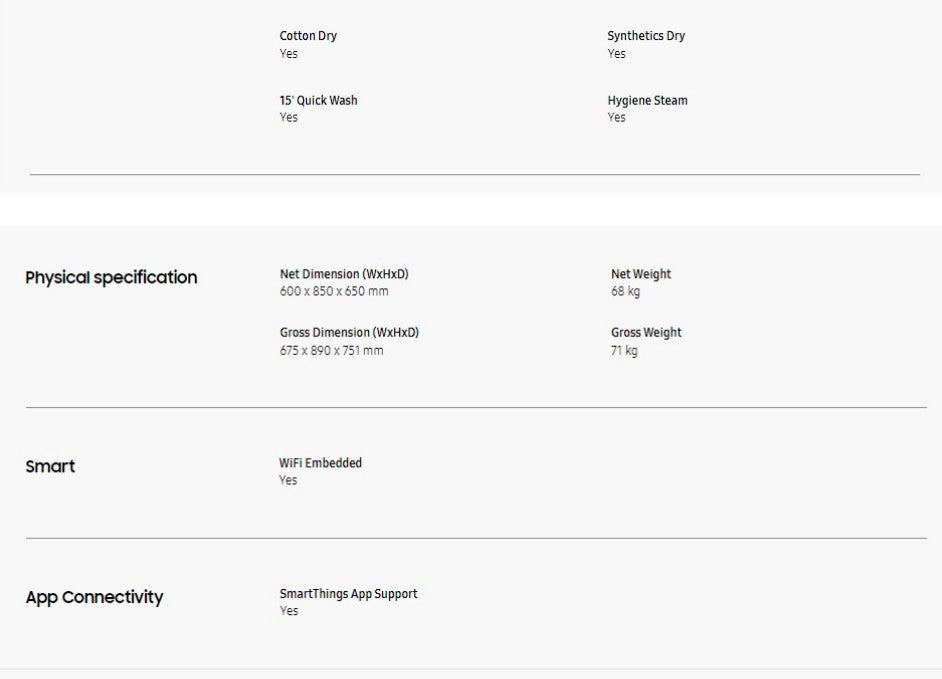 SAMSUNG 10.5KG/ 6KG Washer Dryer WD10T504DBE/FQ White Front Load WD10T504DBE