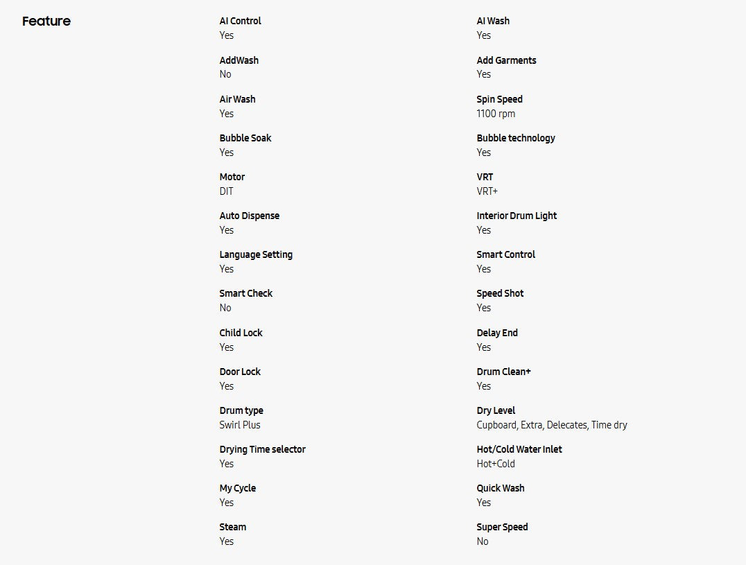 Samsung 19kg/11kg WF6000R Inverter Washer Dryer with Ecobubble WD19T6500GW/FQ / WD19T6500GW Washing Machine