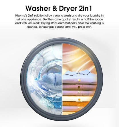 Hisense (10.5KG/7KG) Front Load Washer and Dryer 10.5KG WD3Q1043BT