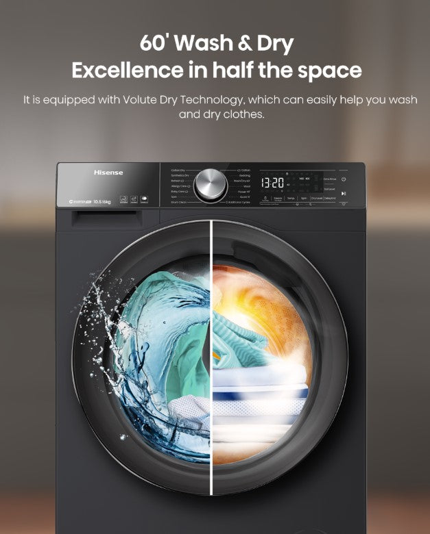 Hisense (10.5KG / 6KG) Front Load Washer and Dryer WD5S1085BB