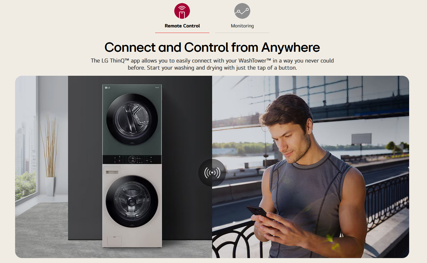 LG 14/10kg Objet WashTower™ All-In-One Stacked Washer Dryer WT1410NHEG