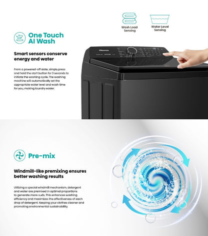 Hisense 20KG Top Load Washer Inverter WT200Q50 Washing Machine Mesin Basuh