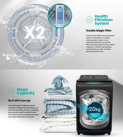 Hisense 20KG Top Load Washer Inverter WT200Q50 Washing Machine Mesin Basuh