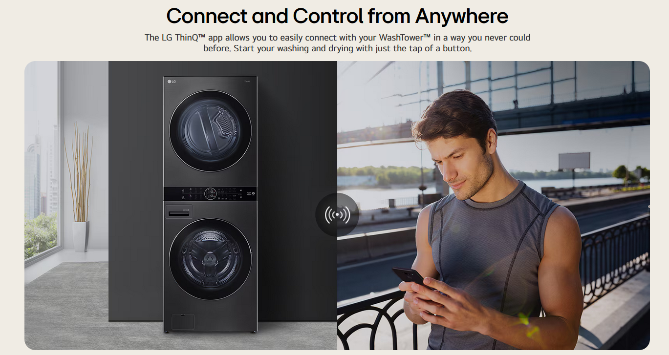 LG 21KG/16KG WashTower™ All-In-One Stacked Washer Dryer WT2116SHB