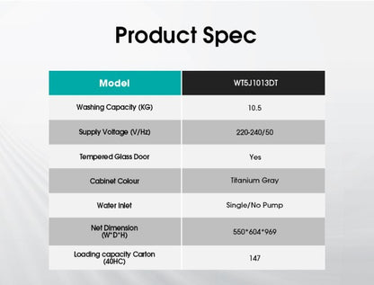 Hisense 10.5KG Inverter Top Load Washer Washing Machine WT5J1013DT