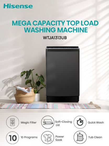 Hisense 13kg Top Load Washer Inverter Washing Machine WTJA1313UB