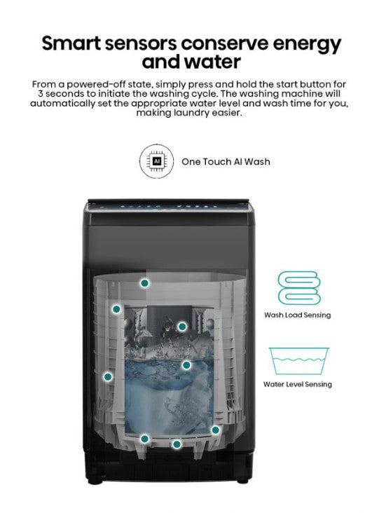 Hisense 13kg Top Load Washer Inverter Washing Machine WTJA1313UB