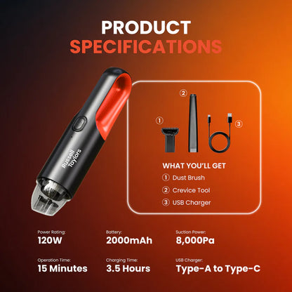 Russell Taylors Portable Vacuum Cleaner Cordless Car Vacuum 8000Pa X4