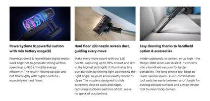 Philips Aqua Vacuum 3000 Series XC3133/61 Vacuum and Wipe LED Nozzle 3 Layer Filtration XC3133