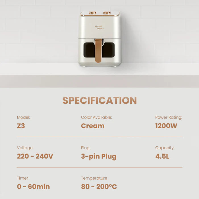 Russell Taylors 3D Visible Window Air Fryer Large (4.5L) Z3/Z3C