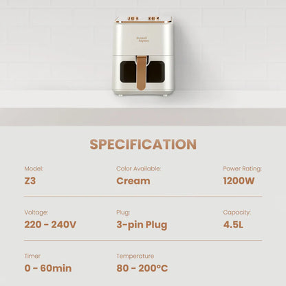 Russell Taylors 3D Visible Window Air Fryer Large (4.5L) Z3/Z3C