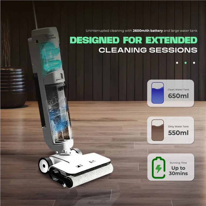 Russell Taylors Dual-Edge Wet Dry Cordless Floor Washer Vacuum Self-Cleaning with Hot Air Drying i3